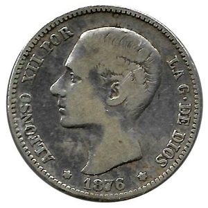 Moneda Alfonso XII 01 Peseta 1876 *18.76 (DEM) MBC