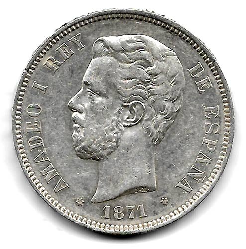 Moneda Amadeo I 05 Pesetas 1871*18.71 (SDM) MBC++