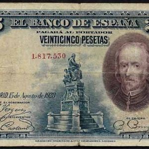 Billete Banco de España – Madrid 0025 pesetas 1928 BC SIN SERIE