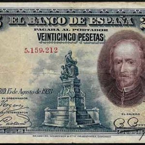 Billete Banco de España – Madrid 0025 pesetas 1928 MBC SIN SERIE