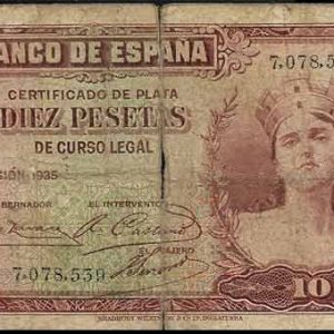 Billete Banco de España – Madrid 0010 pesetas 1935 BC Sin Serie