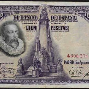 Billete Banco de España – Madrid 0100 pesetas 1928 MBC SIN SERIE