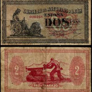 Billete Consejo de Asturias y Leon 02 pesetas 1936 BC
