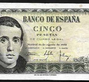 Billete Estado Español 0005 pesetas Madrid 1951 MBC