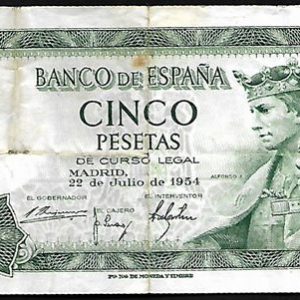 Billete Estado Español 0005 pesetas Madrid 1954 MBC