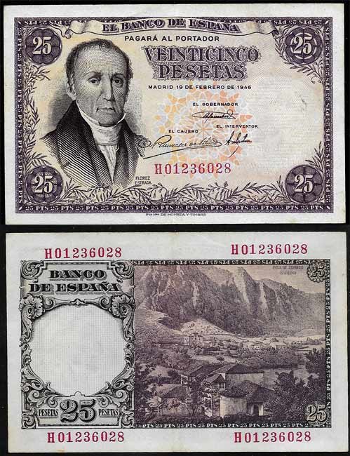 Billete Estado Español 0025 pesetas Madrid 1946 EBC