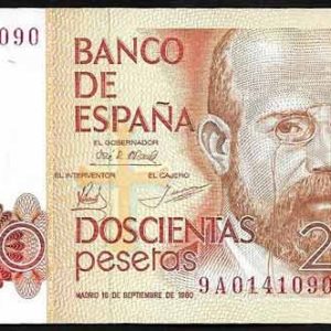 Billete Juan Carlos I 00200 pesetas Madrid 1980 9A EBC