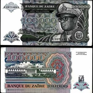 Billete Zaire 100.000 zaires 1992 S/C