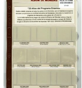Juego Hojas para las Monedas de 2 Euros 2022 – ERASMUS . Pronuma