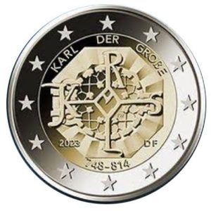 Moneda 2 euros Alemania 2023 Carlo Magno 5 cecas
