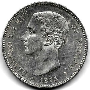 Moneda Alfonso XII 05 Pesetas 1875*18.75 (DEM). EBC