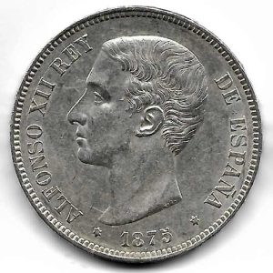 Moneda Alfonso XII 05 Pesetas 1875*18.75 (DEM). SC-