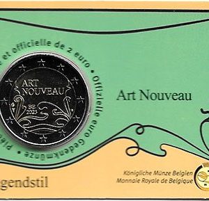 Moneda 2 euros de Belgica 2023 Art Nouveau «COINCARD»