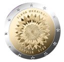 Moneda 2 euros de Letonia 2023 Girasol de Ucrania