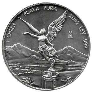Moneda 1 Onza Plata Mexico 2002 S/C Libertad Ley 999