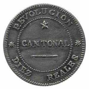 Medalla Cent. Rev. Cantonal 10 Reales 1973 Plata Tipo II