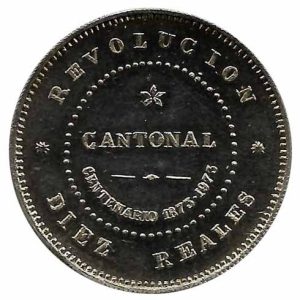 Medalla Cent. Rev. Cantonal 10 Reales 1973 Nº32 Plata Tipo I