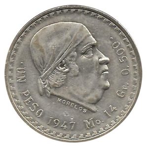 Moneda México 0001 peso 1947 MBC