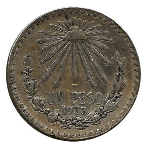 Moneda México 0001 peso 1933 MBC