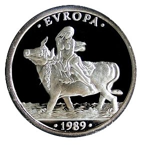 Año 1989. MONEDA PLATA 1 ECU FDC. Europa