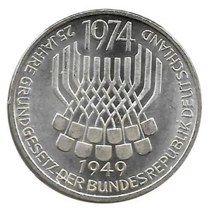 Moneda Alemania 005 Marcos. 1974 Constitucion (F) S/C