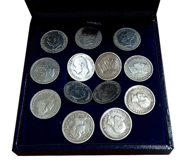 Juego de Arras. 13 monedas Plata. 50 Cents. Alfonso XII y XIII