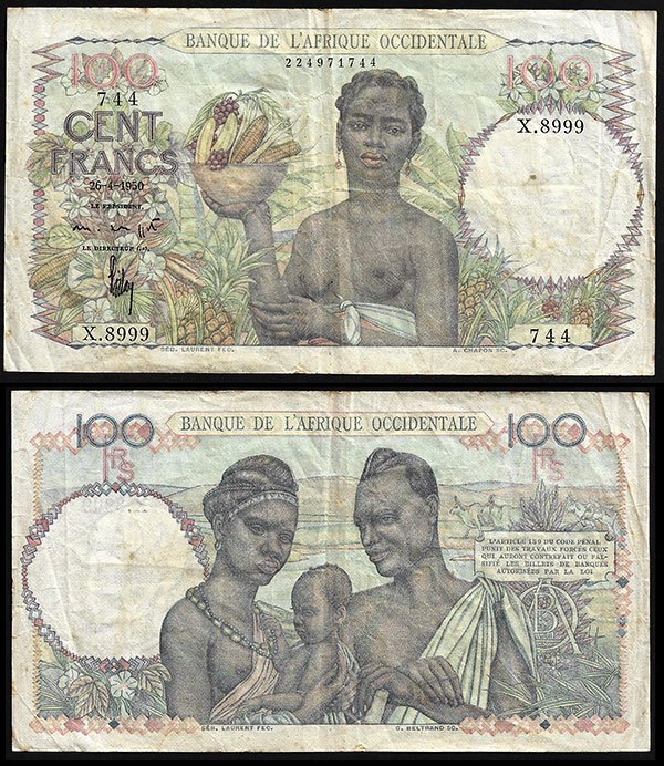 Billete África Occidental 100 Francos 1950 MBC P-40