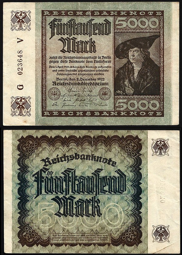 Billete Alemania WEIMAR 05000 Marcos 1922 MBC P81b