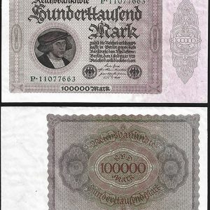 Billete Alemania WEIMAR 100000 Marcos 1923 SC P83a