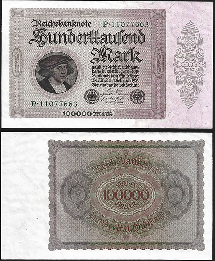 Billete Alemania WEIMAR 100000 Marcos 1923 MBC P83c