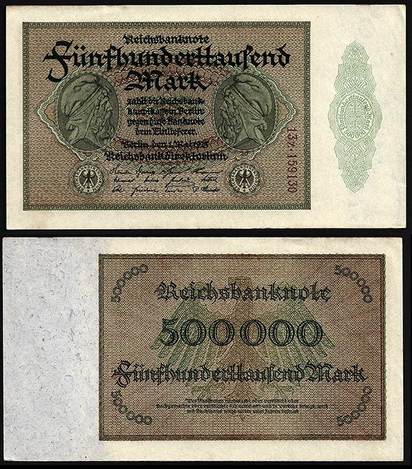 Billete Alemania WEIMAR 500000 Marcos 1923 SC- P88b
