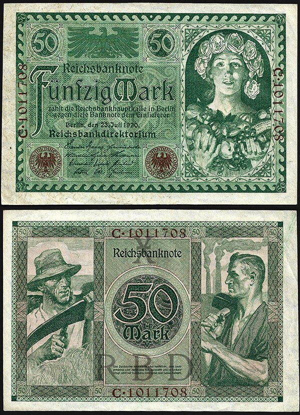 Billete Alemania WEIMAR 00050 Marcos 1920 SC P68