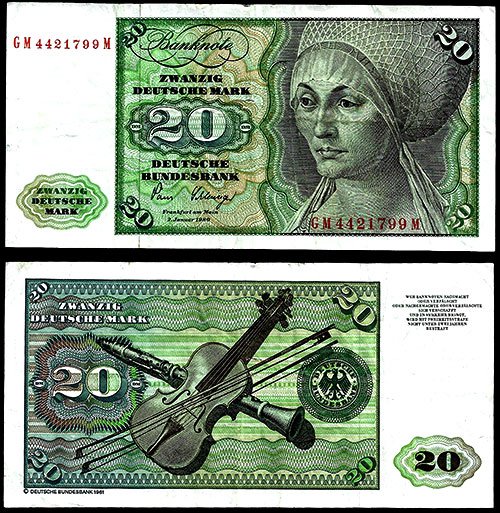 Billete Alemania FEDERAL 00020 Marcos 1980 MBC P32c