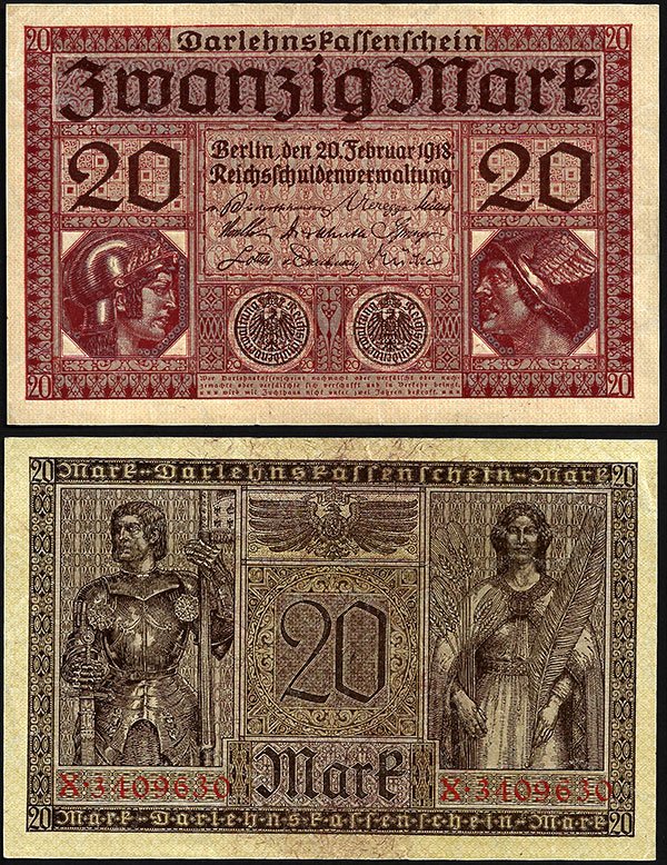 Billete Alemania IMPERIO 00020 Marcos 1918 SC P57