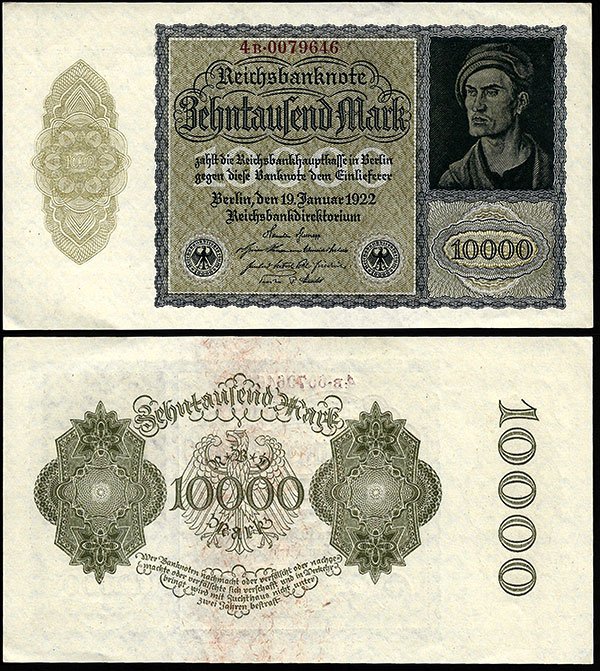 Billete Alemania WEIMAR 010000 Marcos 1922 MBC P72 ser.grande