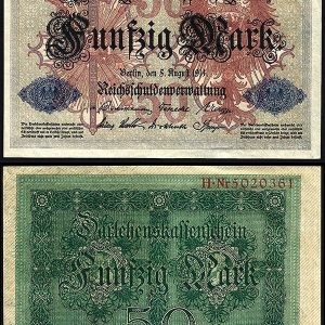 Billete Alemania IMPERIO 00050 Marcos 1914 SC P49 7dig