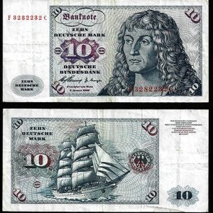 Billete Alemania FEDERAL 00010 Marcos 1960 MBC P19