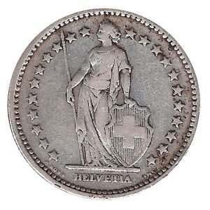 Moneda de Suiza 001/2 franco 1946. MBC