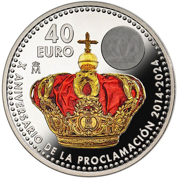 Año 2024. Moneda 40€ Felipe VI - X Aniversario del Rey