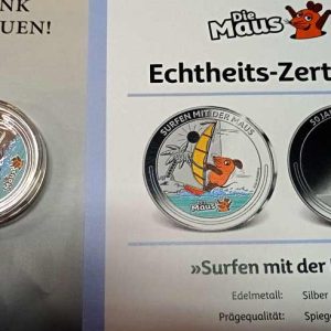 Emision Oficial Plata. 50 Aniv. Die Maus – Surf