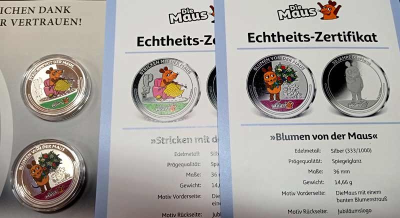 Emision Oficial Plata. 50 Aniv. Die Maus - Tejer y Flores