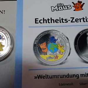 Emision Oficial Plata. 50 Aniv. Die Maus – Vuelta al Mundo
