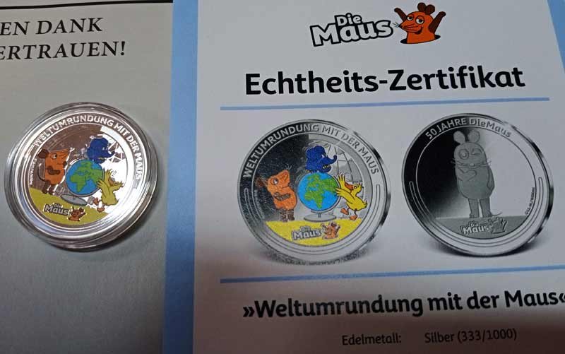 Emision Oficial Plata. 50 Aniv. Die Maus - Vuelta al Mundo