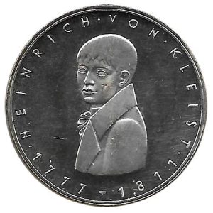 Moneda Alemania 005 Marcos. 1977 (G). S/C Von Kleist