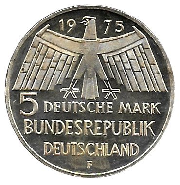 Moneda Alemania 005 Marcos. 1975 (F). Monumentos S/C
