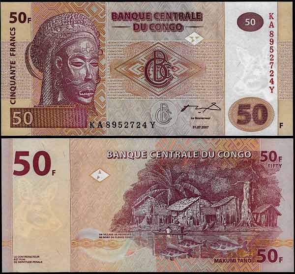 Billete Congo 0050 Francos 2000 SC P91