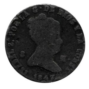 Moneda 1847. 08 Maravedis Isabel II 1847. BC