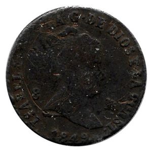 Moneda 1849. 08 Maravedis Isabel II 1849 (Jubia). BC/MBC