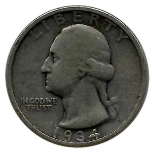 Moneda de EE.UU. 01/4 dolar 1934 MBC