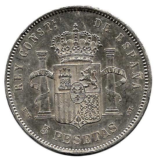 Moneda Alfonso XII 05 Pesetas 1878*18.78 (EMM). S/C- - Imagen 3